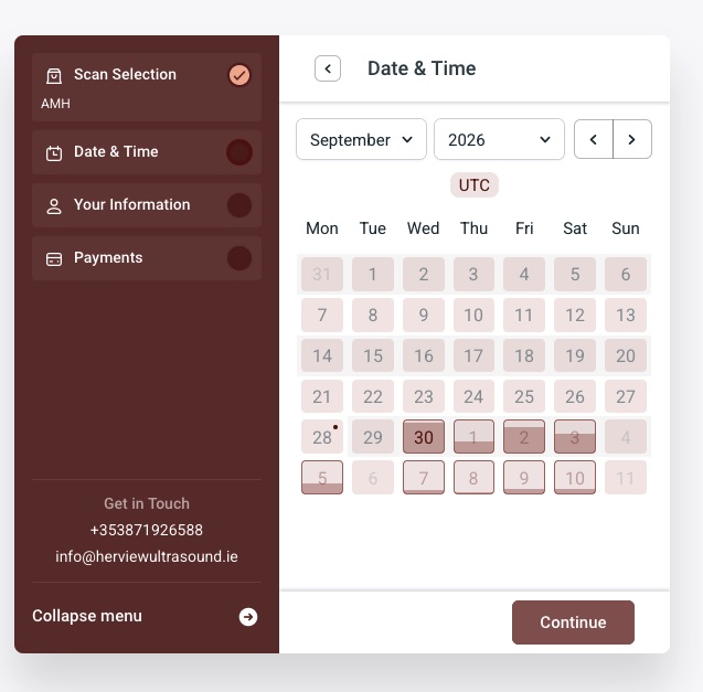 Website example: Online booking